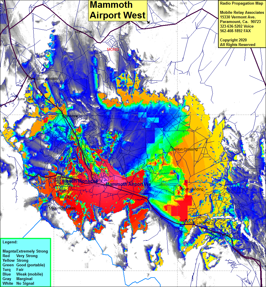 heat map radio coverage Mammoth Airport West Twr